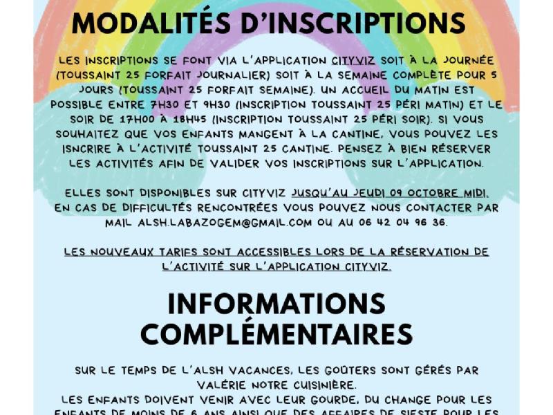Modalités d'inscripitions